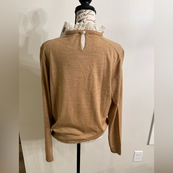 NWT J CREW “TIPPI” LACE COLLAR DETAIL LIGHT SWEATER- SIZE L - Picture 3 of 7